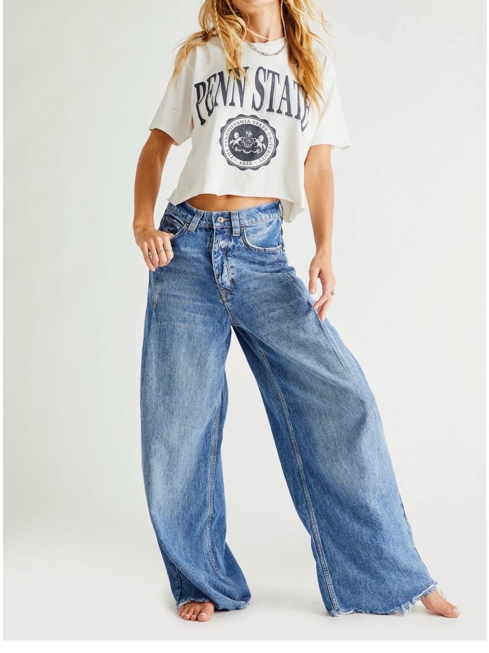Free People We The Free Old West Slouchy Jeans Canyon Blue